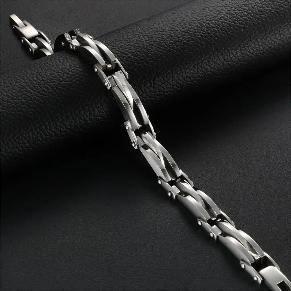 BONISKISS Men's Two-Tone Stainless Steel Rhombus Link Bracelet
