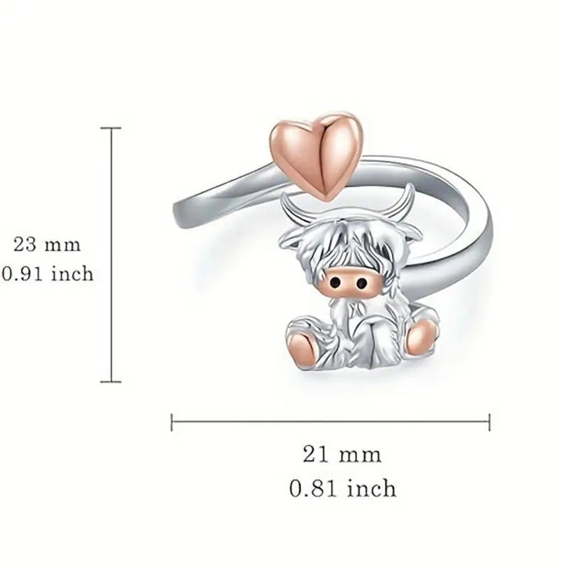 Highland Cow Adjustable Ring