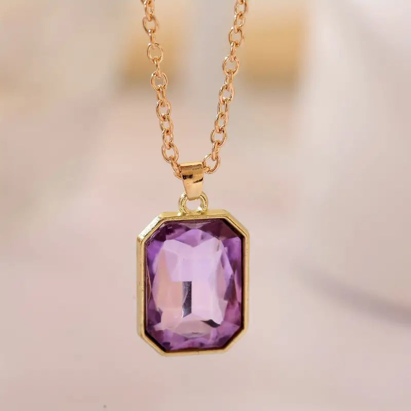 Stylish Hexagonal Gemstone Pendant Necklace