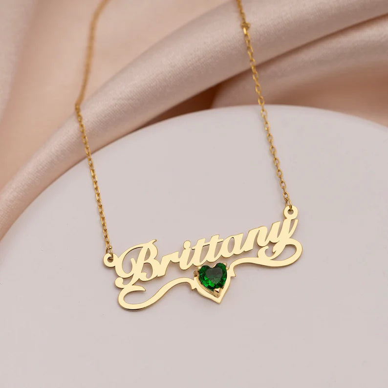 Shimmering Name Necklace with Birthstone