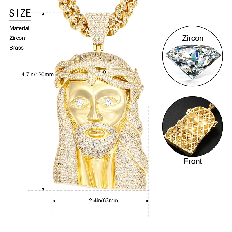 Super Big Gold Jesus Pendant