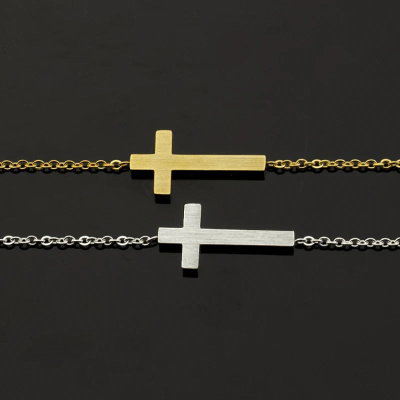 Gold Stainless Steel Cross Bracelet – Punk Jewelry