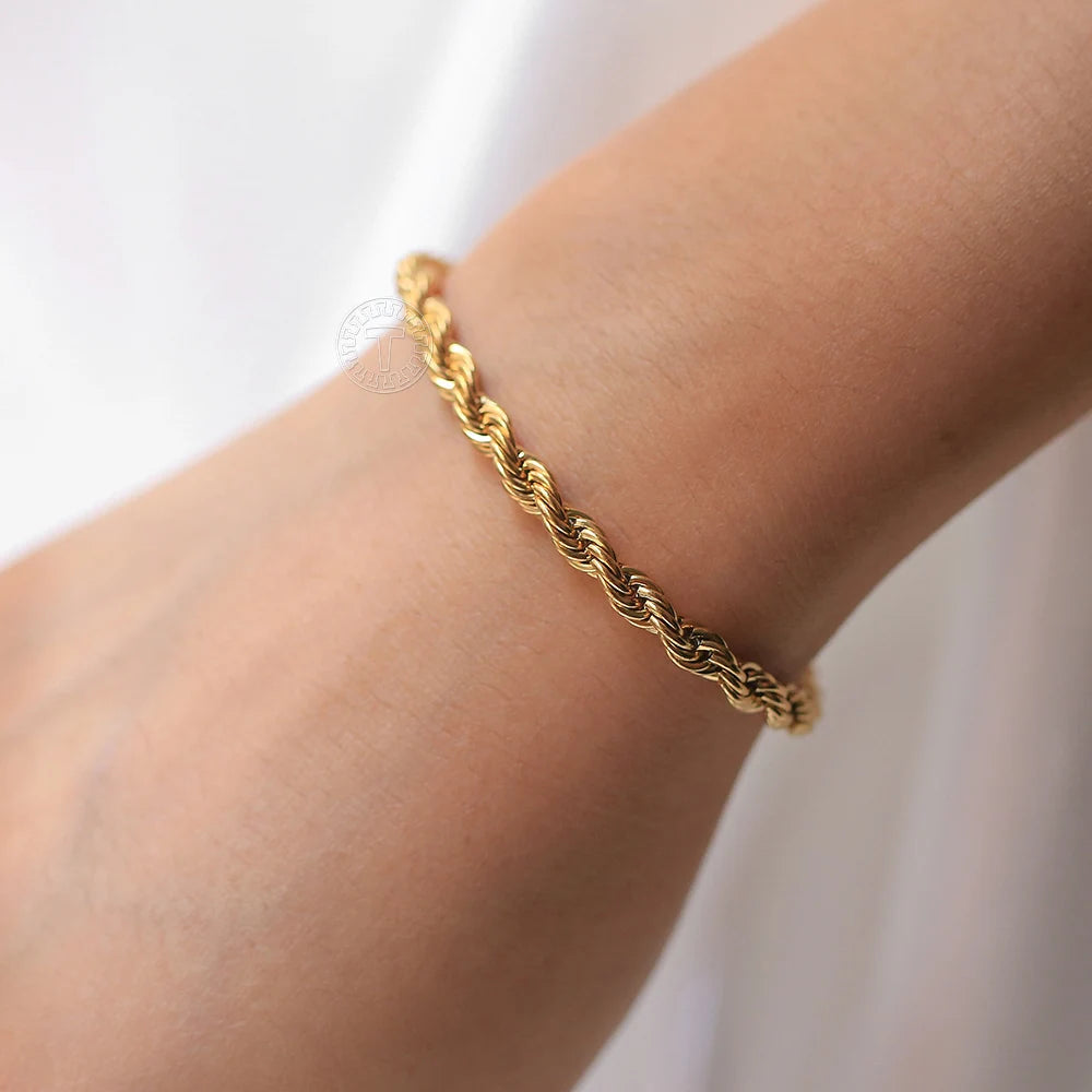 Stainless Steel Twisted Rope Chain Bracelet