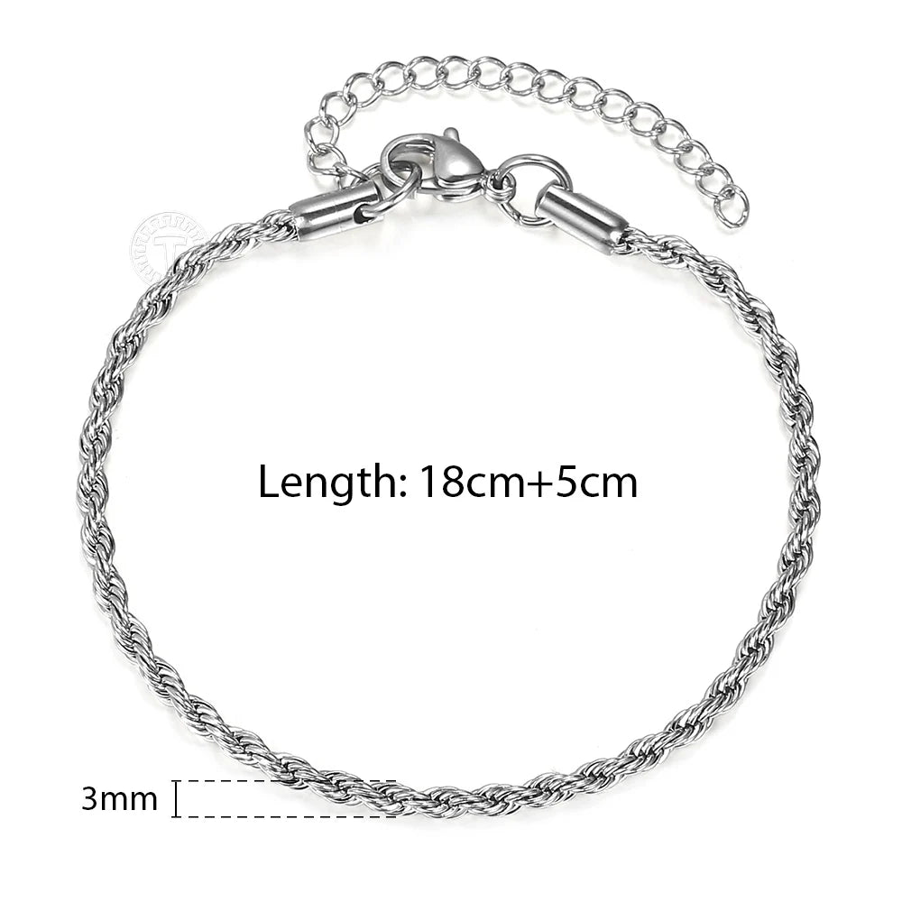 Stainless Steel Twisted Rope Chain Bracelet