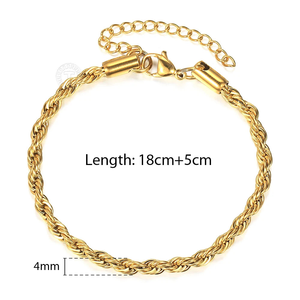 Stainless Steel Twisted Rope Chain Bracelet