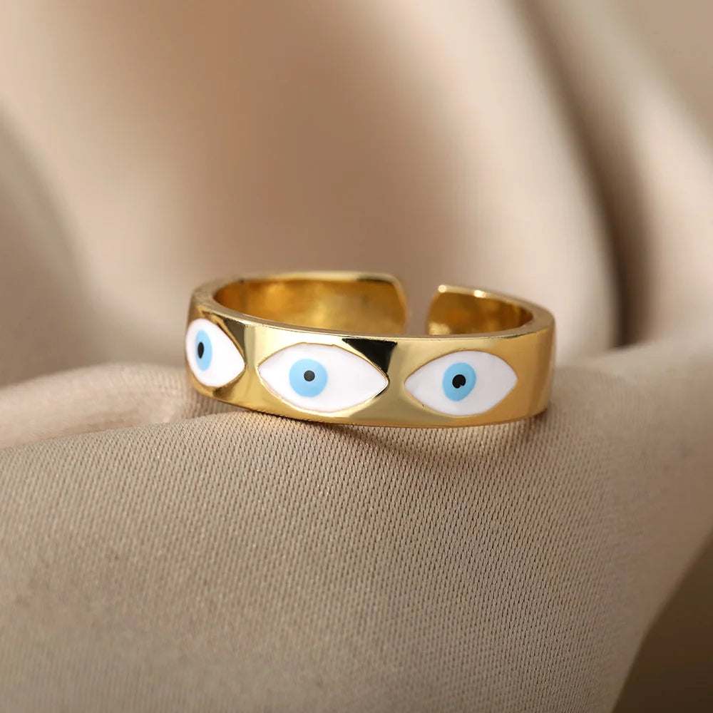 Turkish Evil Eye Ring – Rainbow Zircon