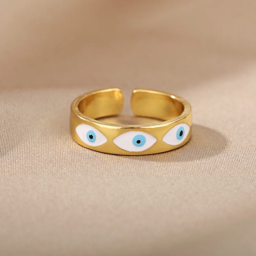 Turkish Evil Eye Ring – Rainbow Zircon