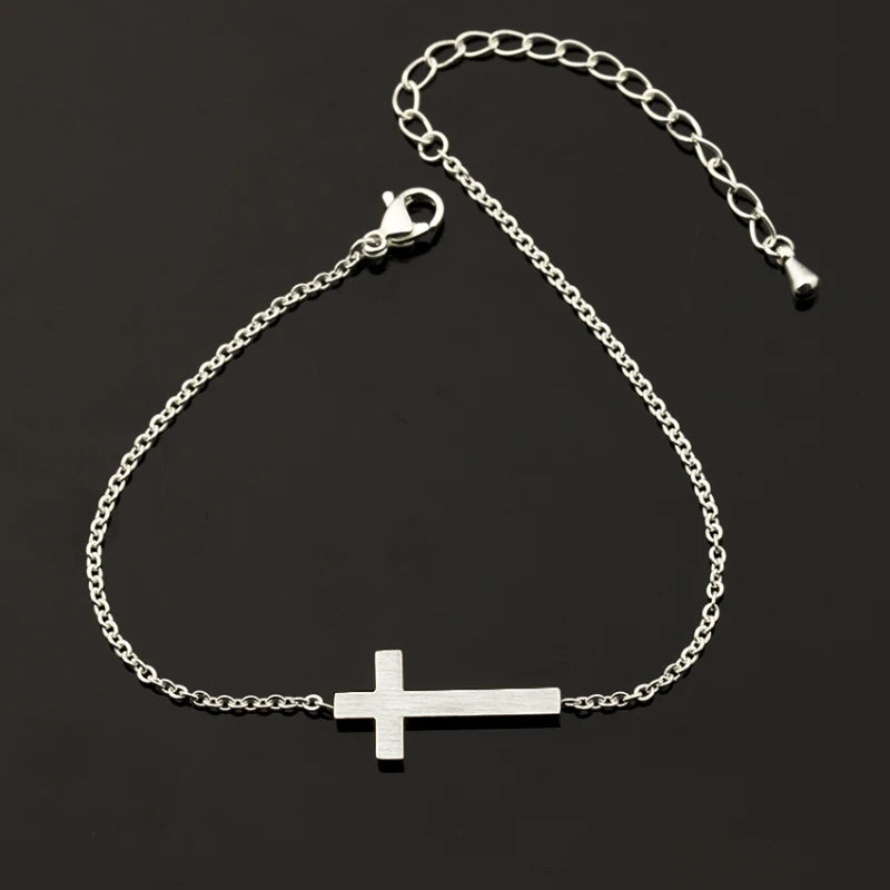 Gold Stainless Steel Cross Bracelet – Punk Jewelry