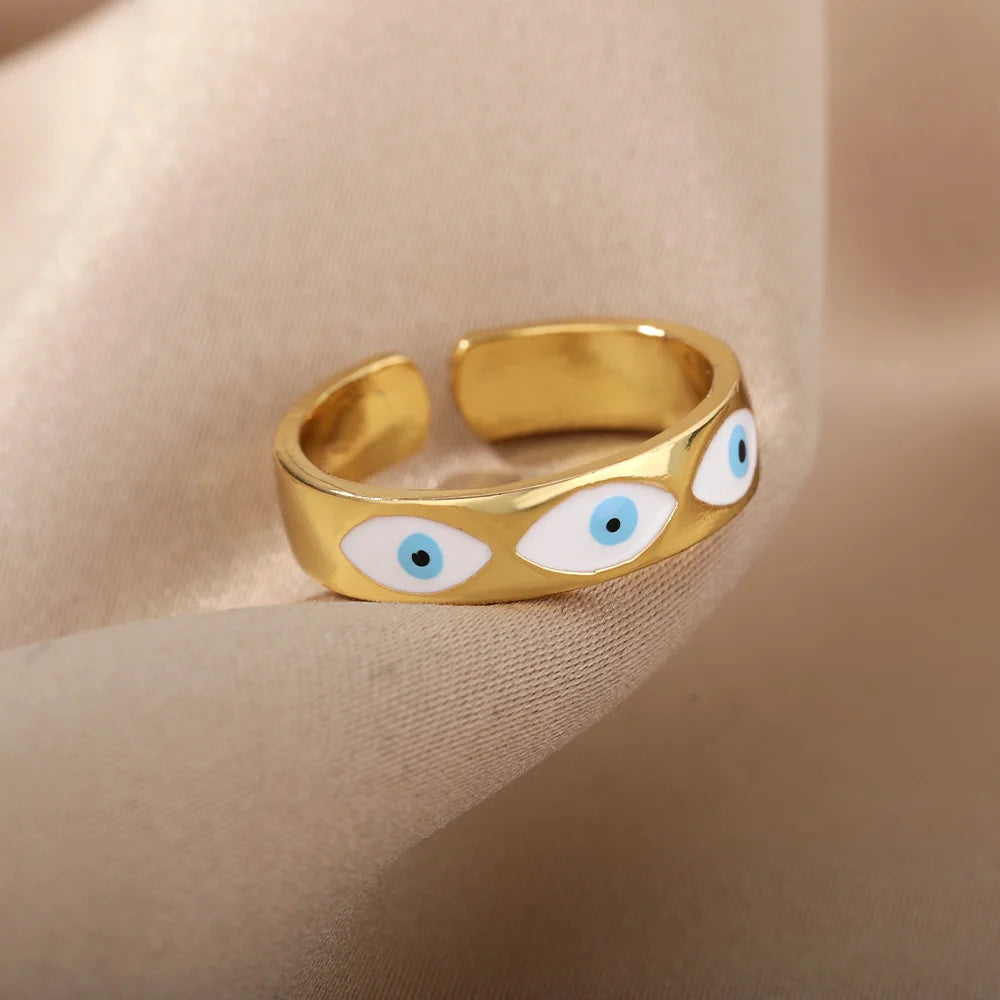 Turkish Evil Eye Ring – Rainbow Zircon