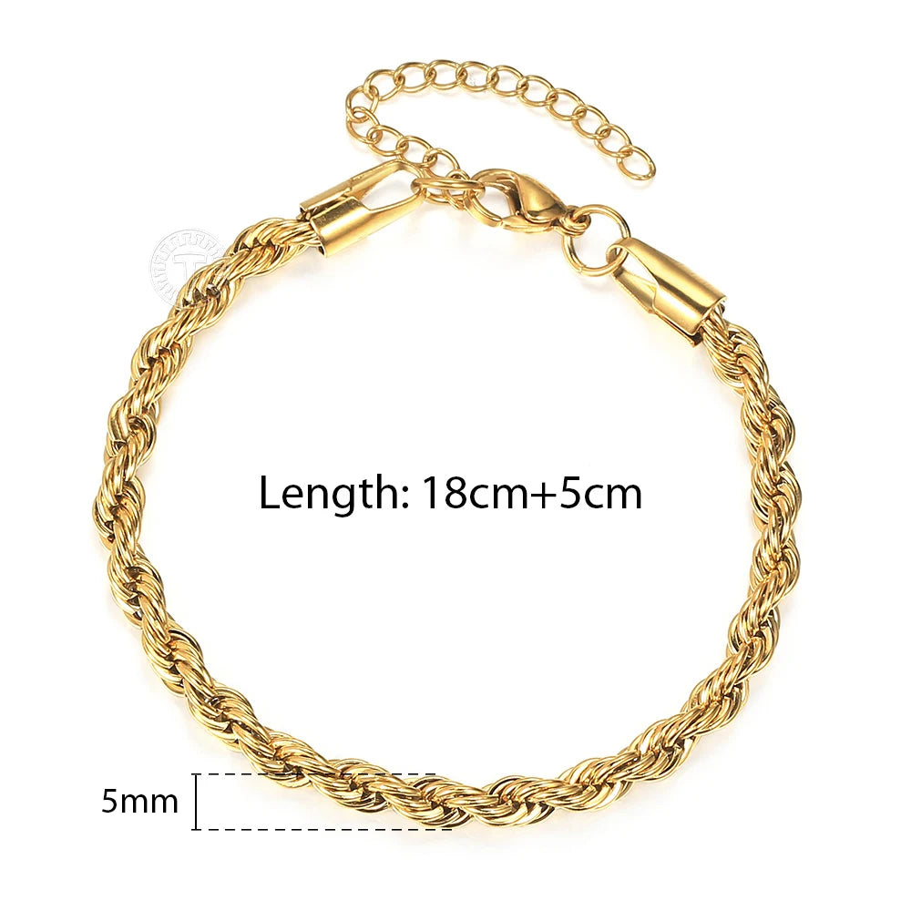 Stainless Steel Twisted Rope Chain Bracelet