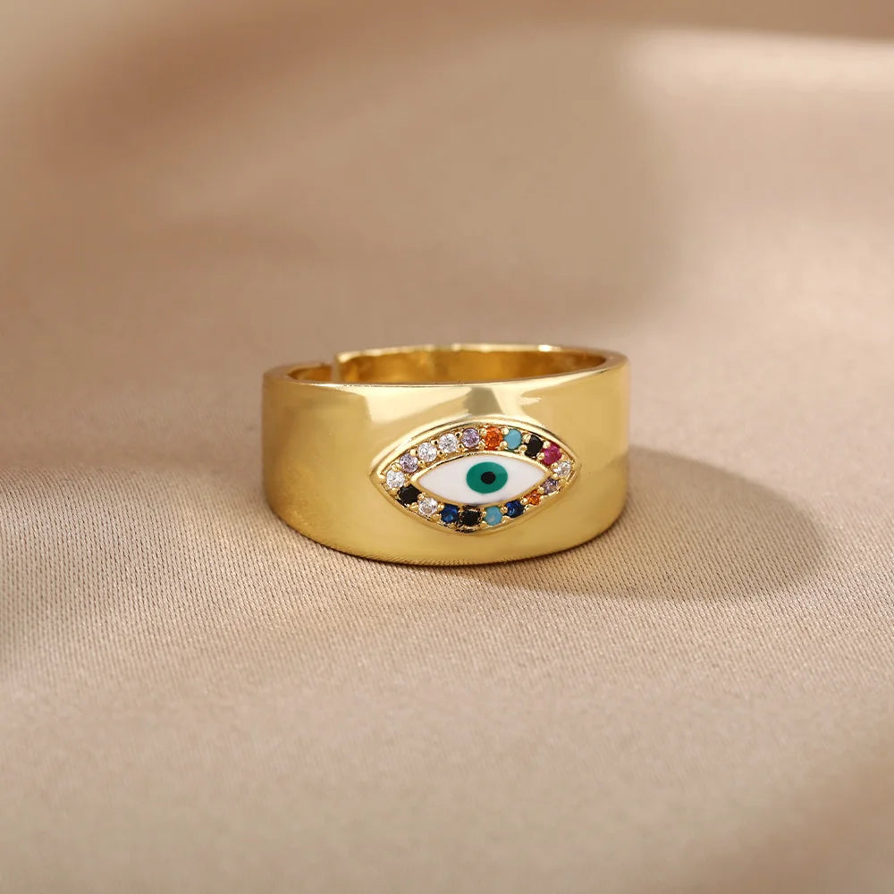 Turkish Evil Eye Ring – Rainbow Zircon