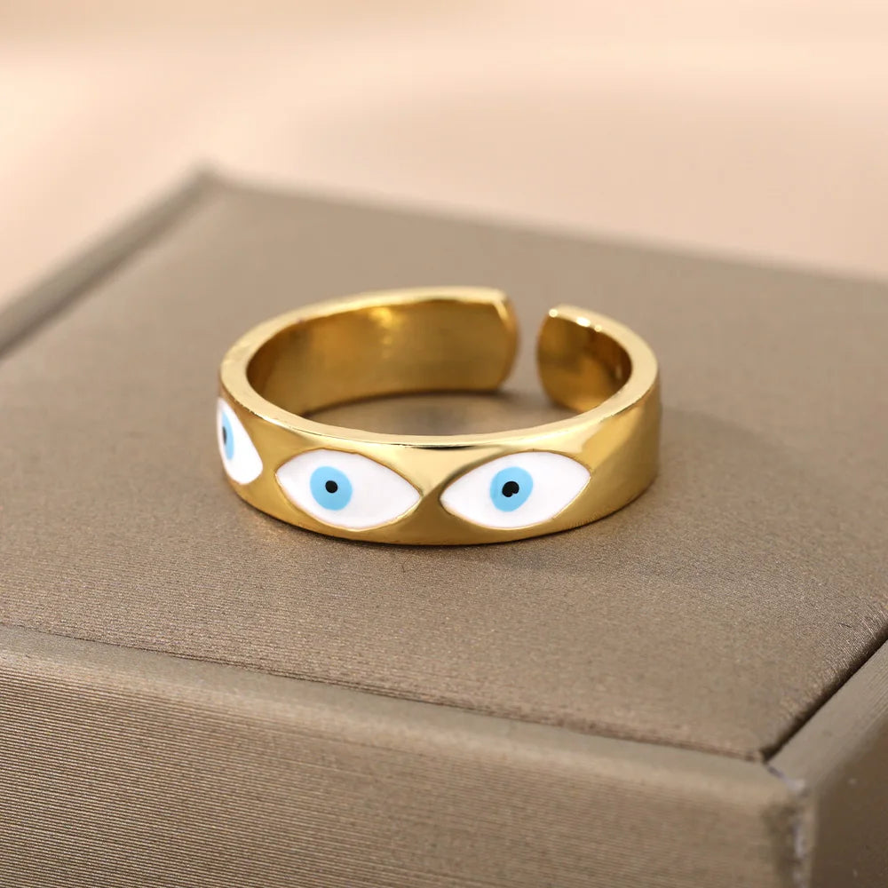 Turkish Evil Eye Ring – Rainbow Zircon