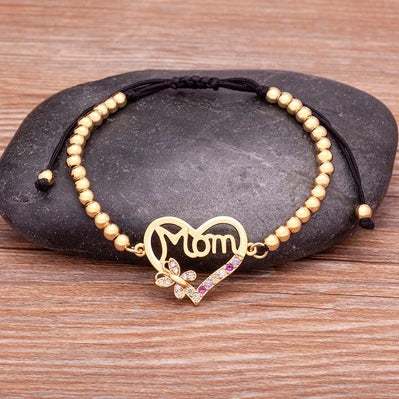 Handmade Rope Bracelet Handmade Rope Bracelet – "Mama" Heart & Butterfly Zircon Charm