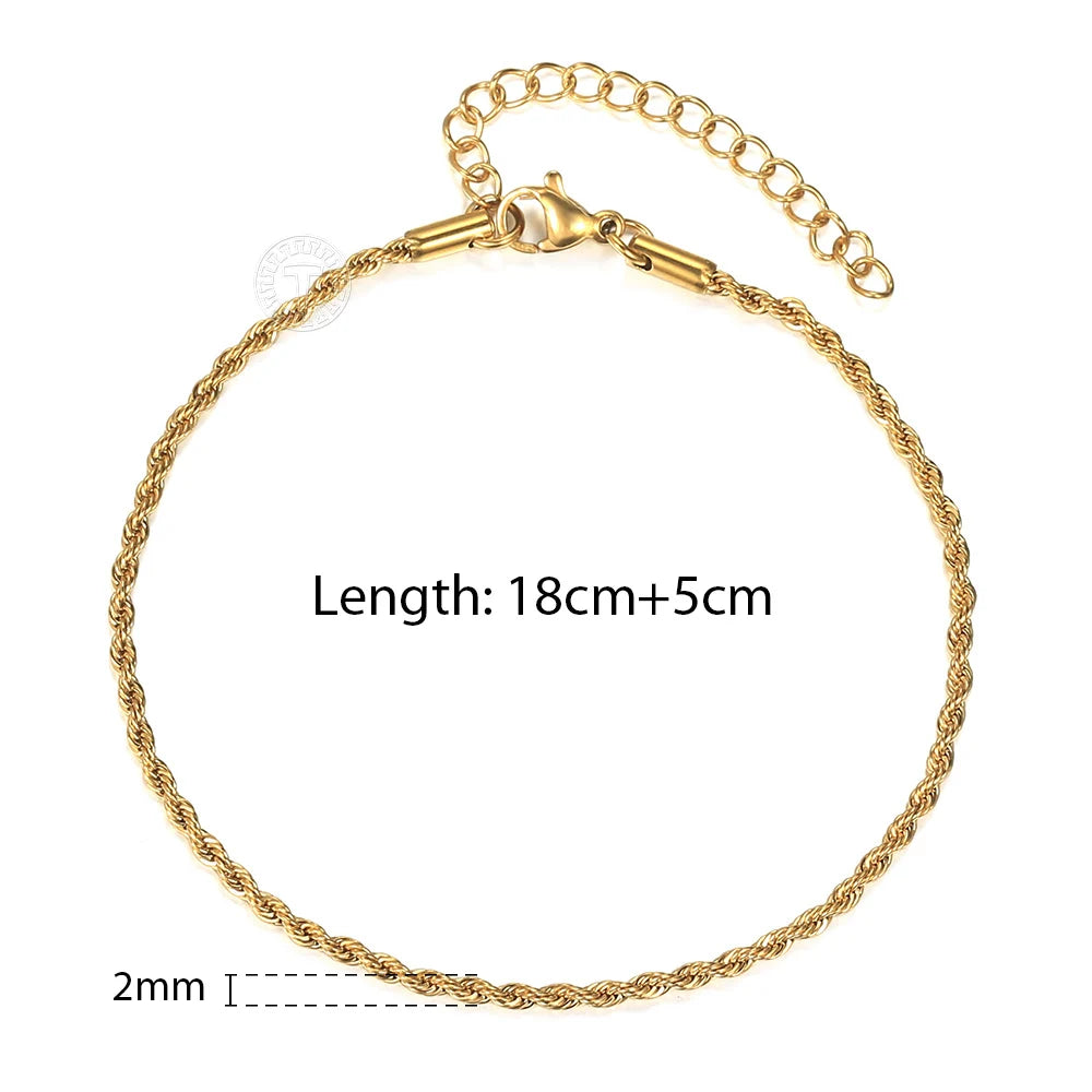 Stainless Steel Twisted Rope Chain Bracelet