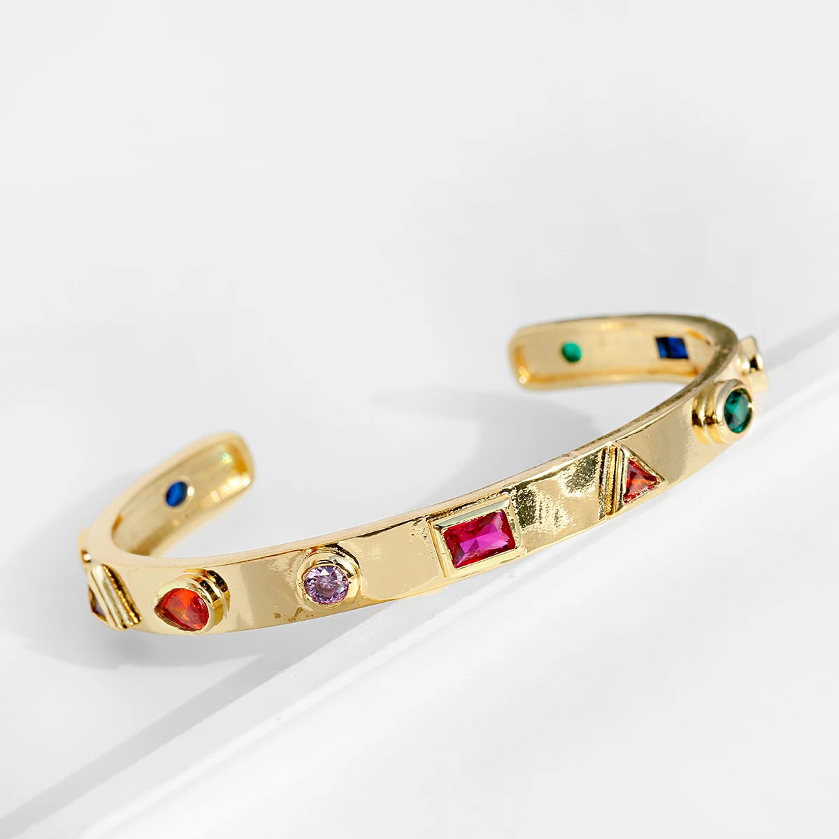 Luxury Gold Zircon Bangle – Star & Evil Eye Bracelet for Women