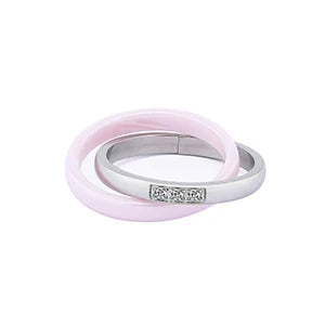 Stainless Steel Pink Zircon Ring