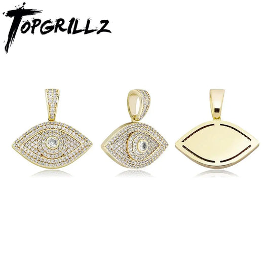 TOPGRILLZ Iced Out Evil Eye Pendant Necklace