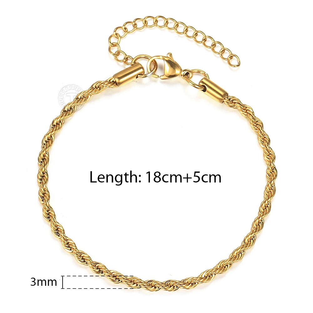 Stainless Steel Twisted Rope Chain Bracelet