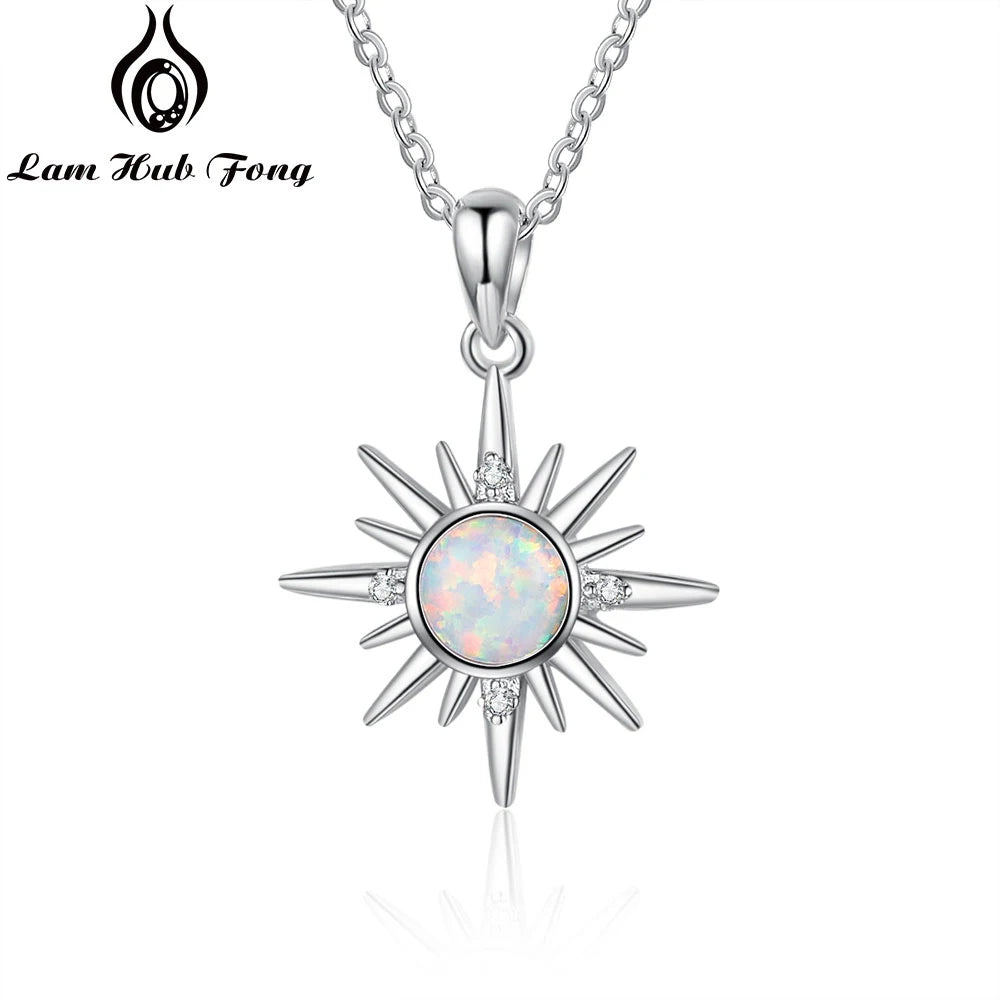 Luxury Silver Sun Pendant Necklace