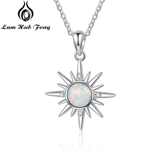 Luxury Silver Sun Pendant Necklace