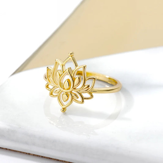 Vintage Stainless Steel Lotus Ring