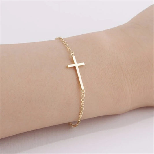 Gold Stainless Steel Cross Bracelet – Punk Jewelry