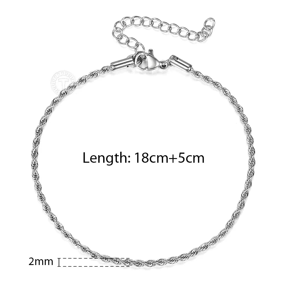 Stainless Steel Twisted Rope Chain Bracelet