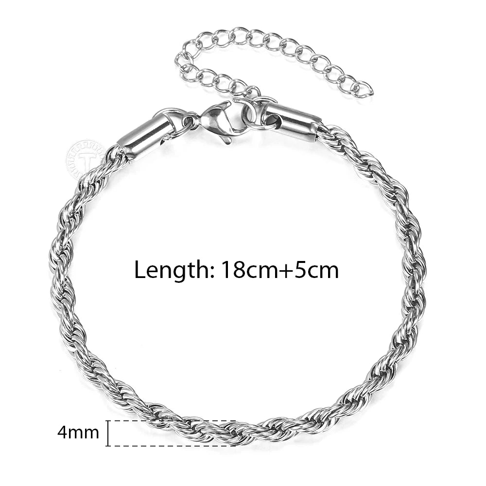 Stainless Steel Twisted Rope Chain Bracelet