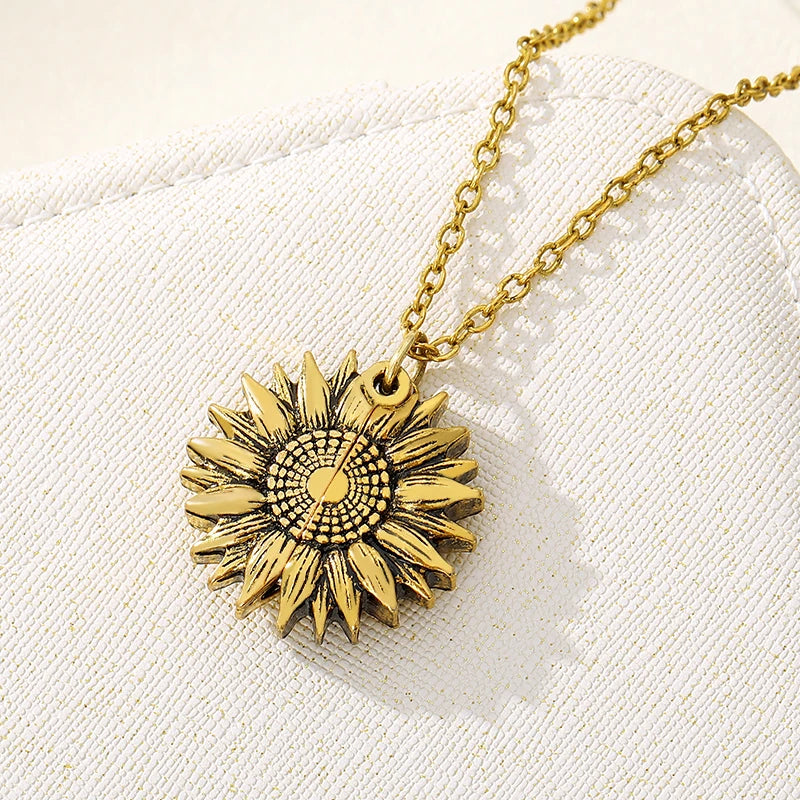 Sunflower Necklaces For Women Gold Color Necklace You are my sunshine Open Locket Sunflower Pendant Necklace Jewelry Gift