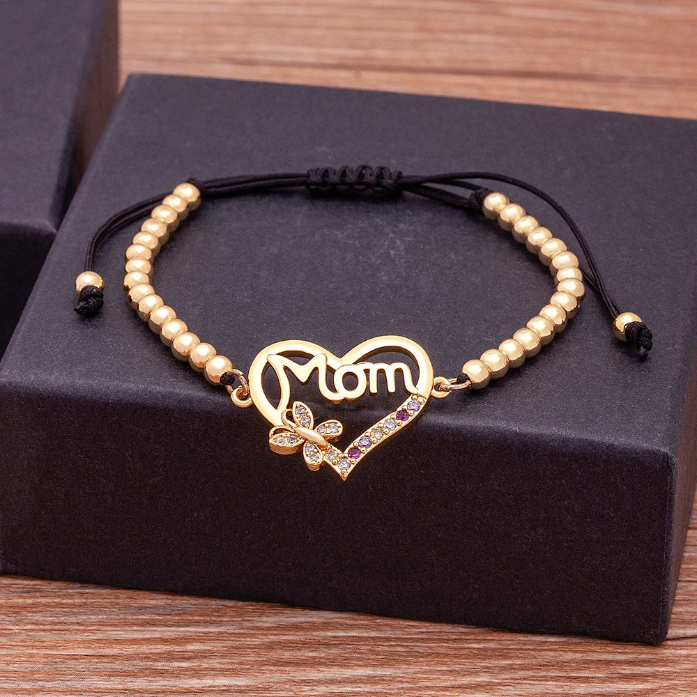 Handmade Rope Bracelet Handmade Rope Bracelet – "Mama" Heart & Butterfly Zircon Charm