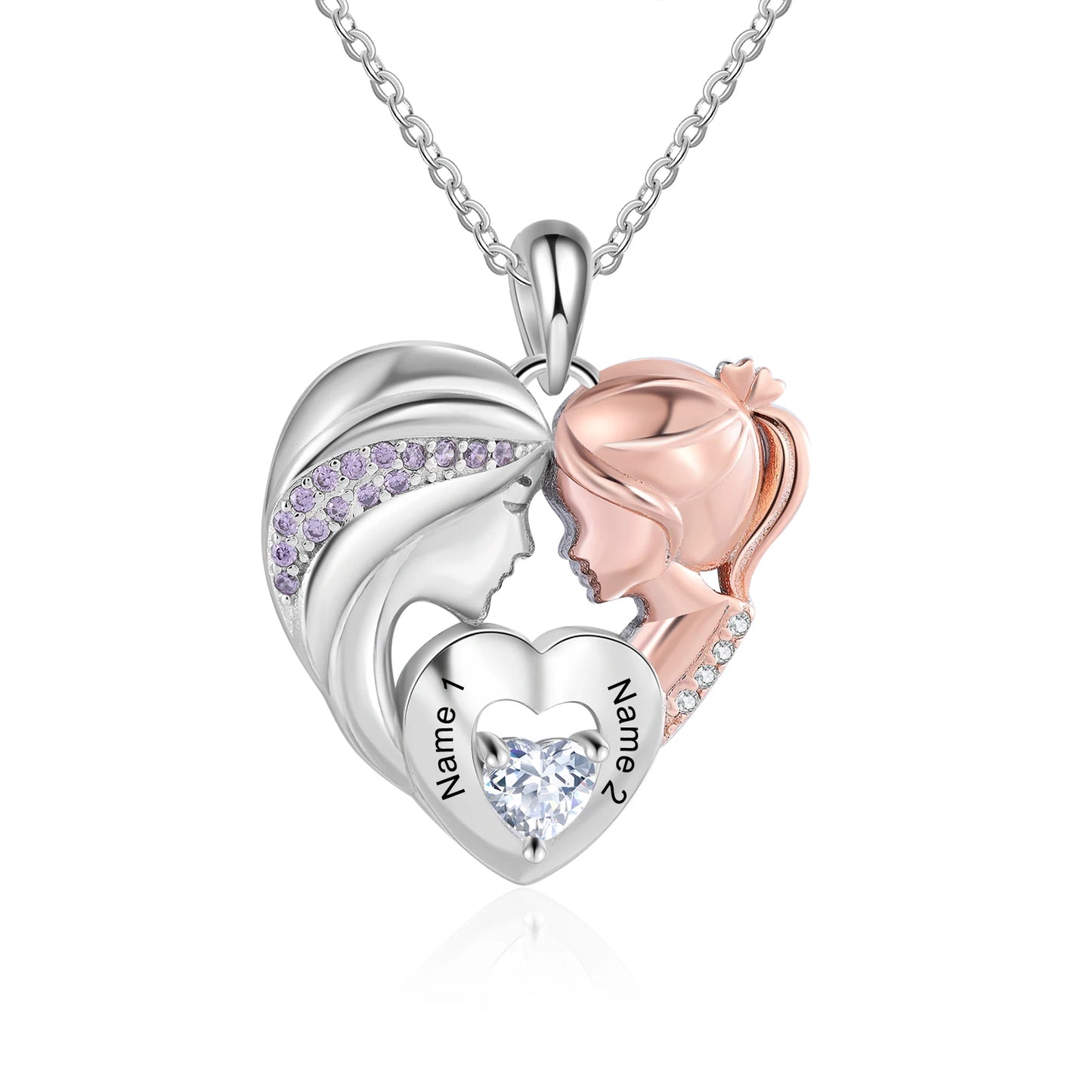 Personalized Mother-Daughter Heart Necklace