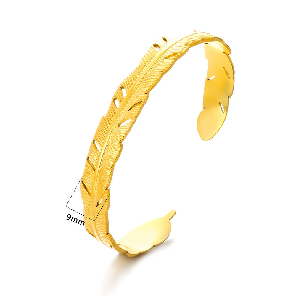 Stainless Steel Hollow Bangle – Classic Gold Snake Bracelet