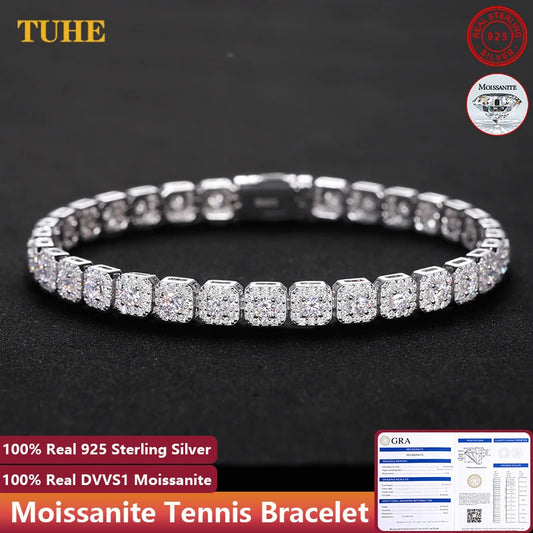 Iced Out Moissanite Tennis Bracelet – S925 Silver & 18K Gold Plated