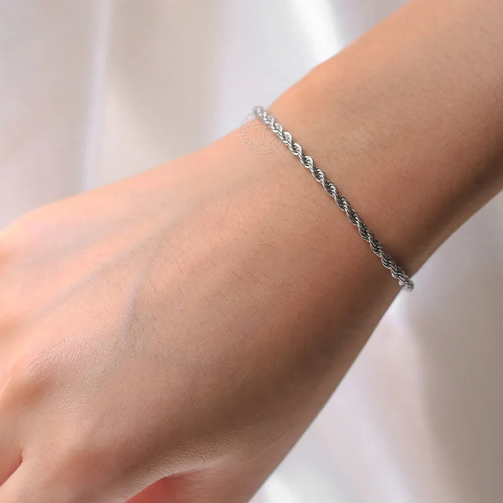 Stainless Steel Twisted Rope Chain Bracelet