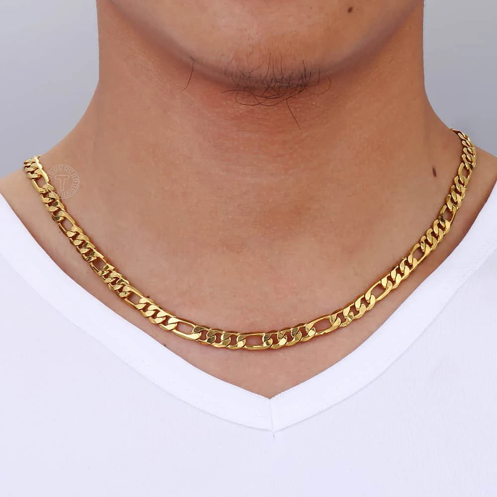 6MM Gold Figaro Link Chain Necklace