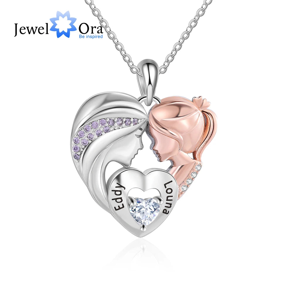 Personalized Mother-Daughter Heart Necklace