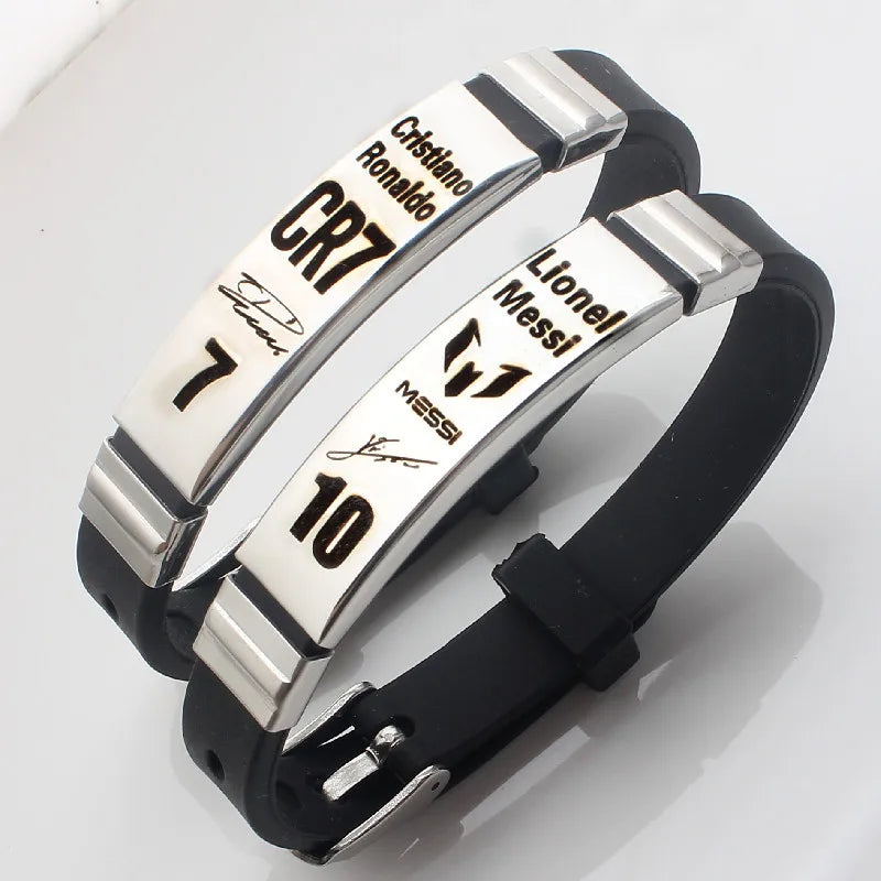 HNSP Football Star Bracelet – Stainless Steel & Silicone Soccer