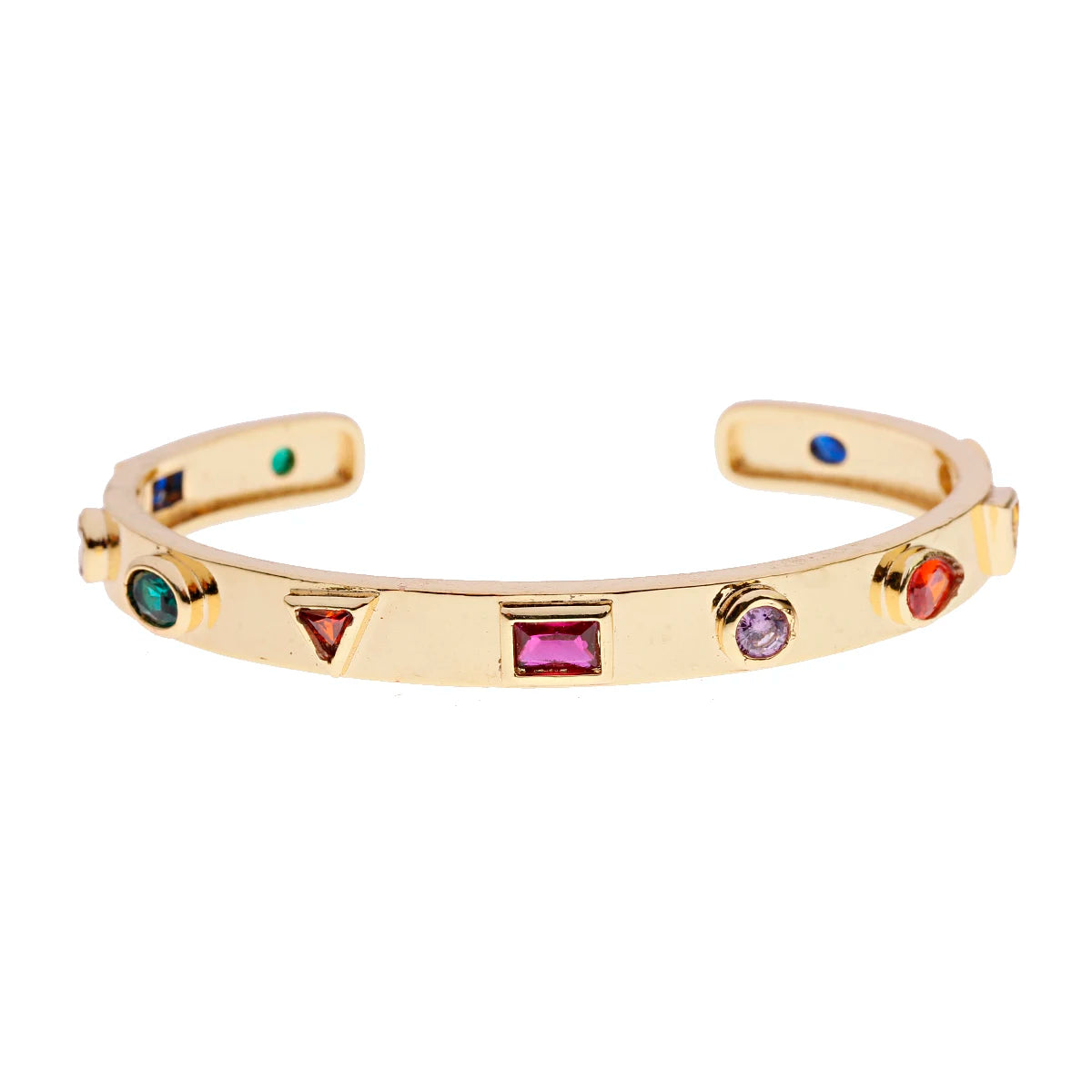 Luxury Gold Zircon Bangle – Star & Evil Eye Bracelet for Women