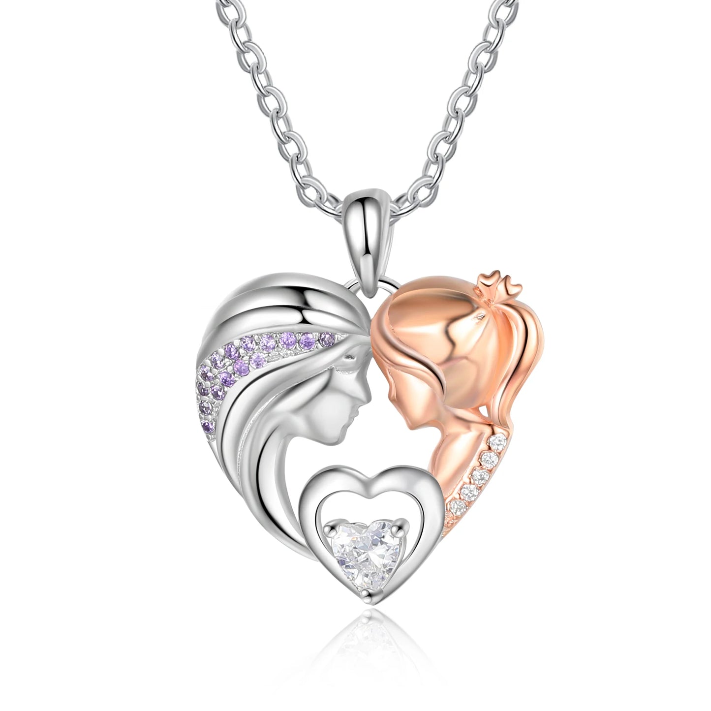 Personalized Mother-Daughter Heart Necklace