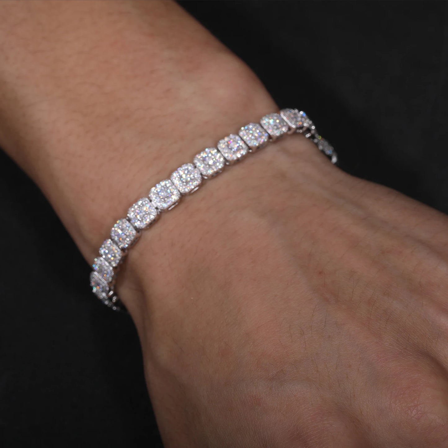 Iced Out Moissanite Tennis Bracelet – S925 Silver & 18K Gold Plated