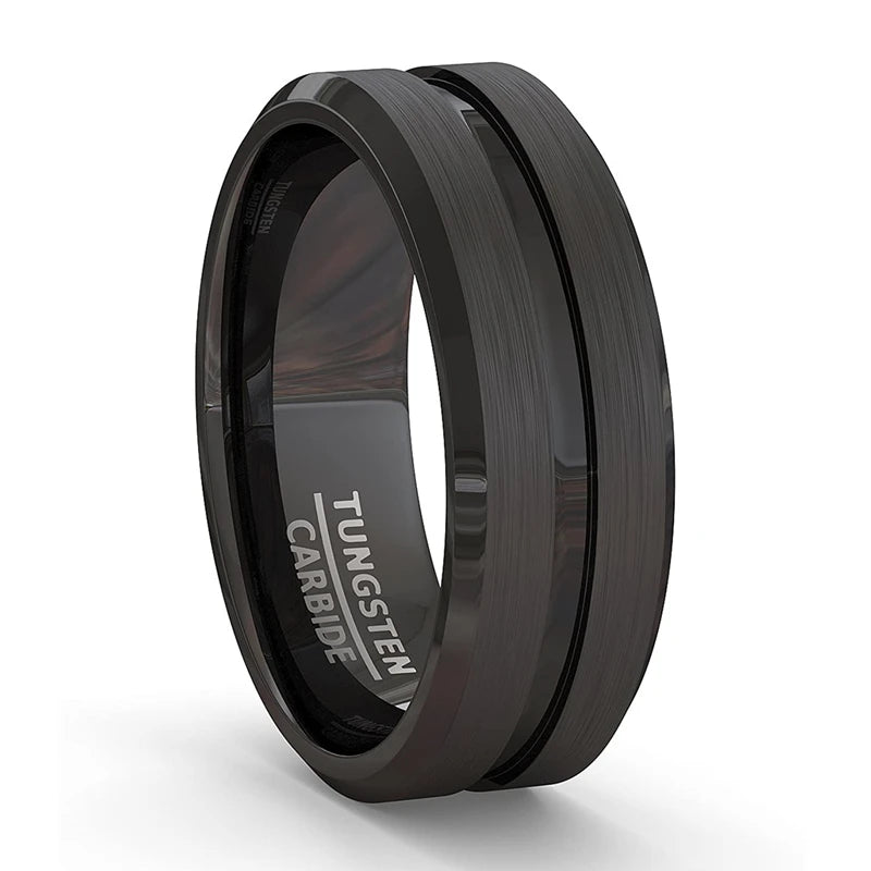 8mm Black Matte Stainless Steel Ring