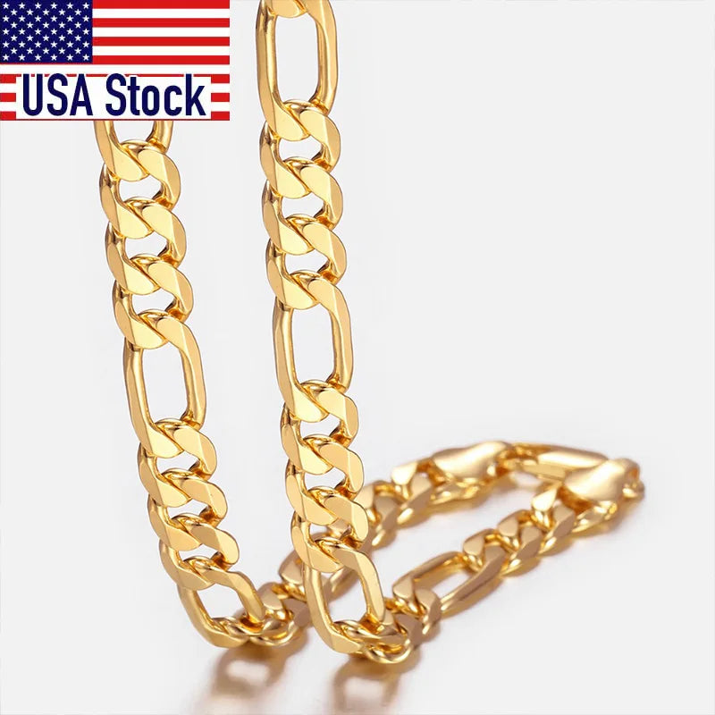 6MM Gold Figaro Link Chain Necklace