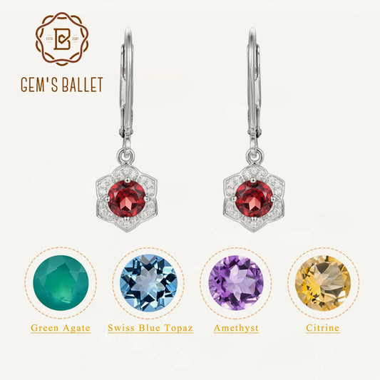 GEM'S BALLET 925 Sterling Silver Lever Back Earrings