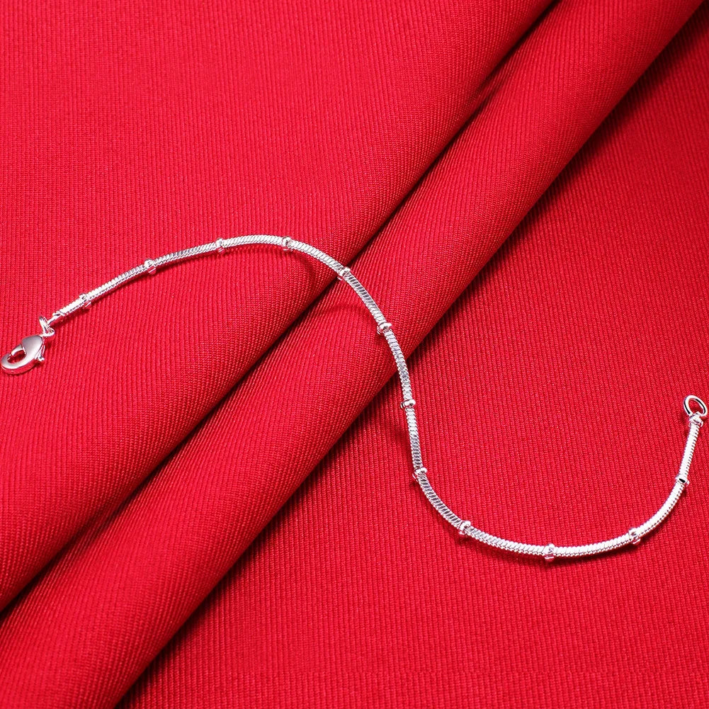 925 Sterling Silver Snake Bone Beads Chain Bracelet