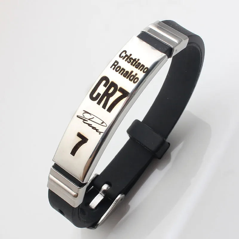 HNSP Football Star Bracelet – Stainless Steel & Silicone Soccer