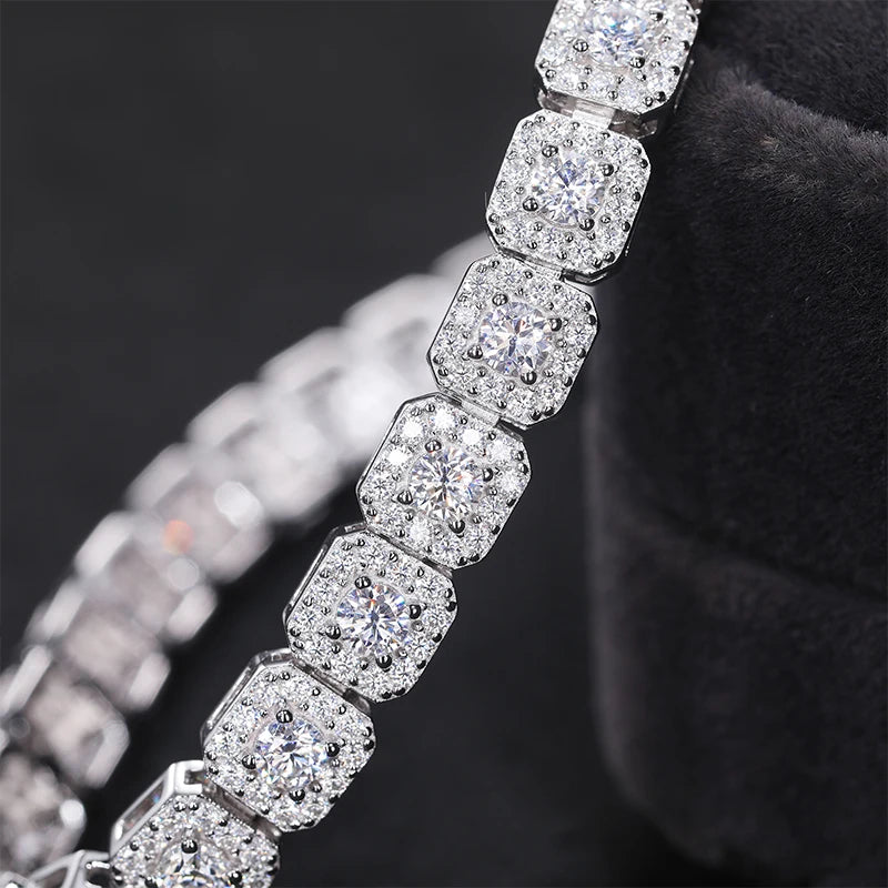 Iced Out Moissanite Tennis Bracelet – S925 Silver & 18K Gold Plated