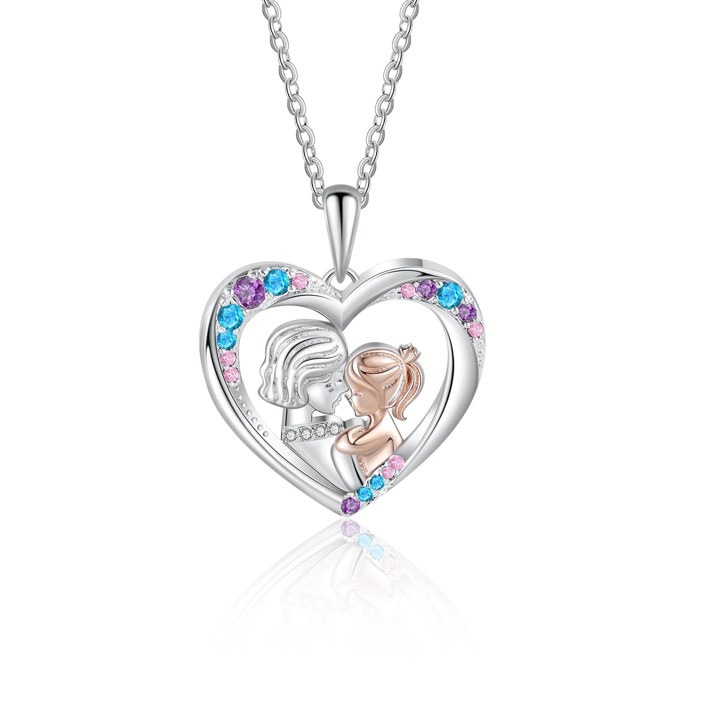 Personalized Mother-Daughter Heart Necklace