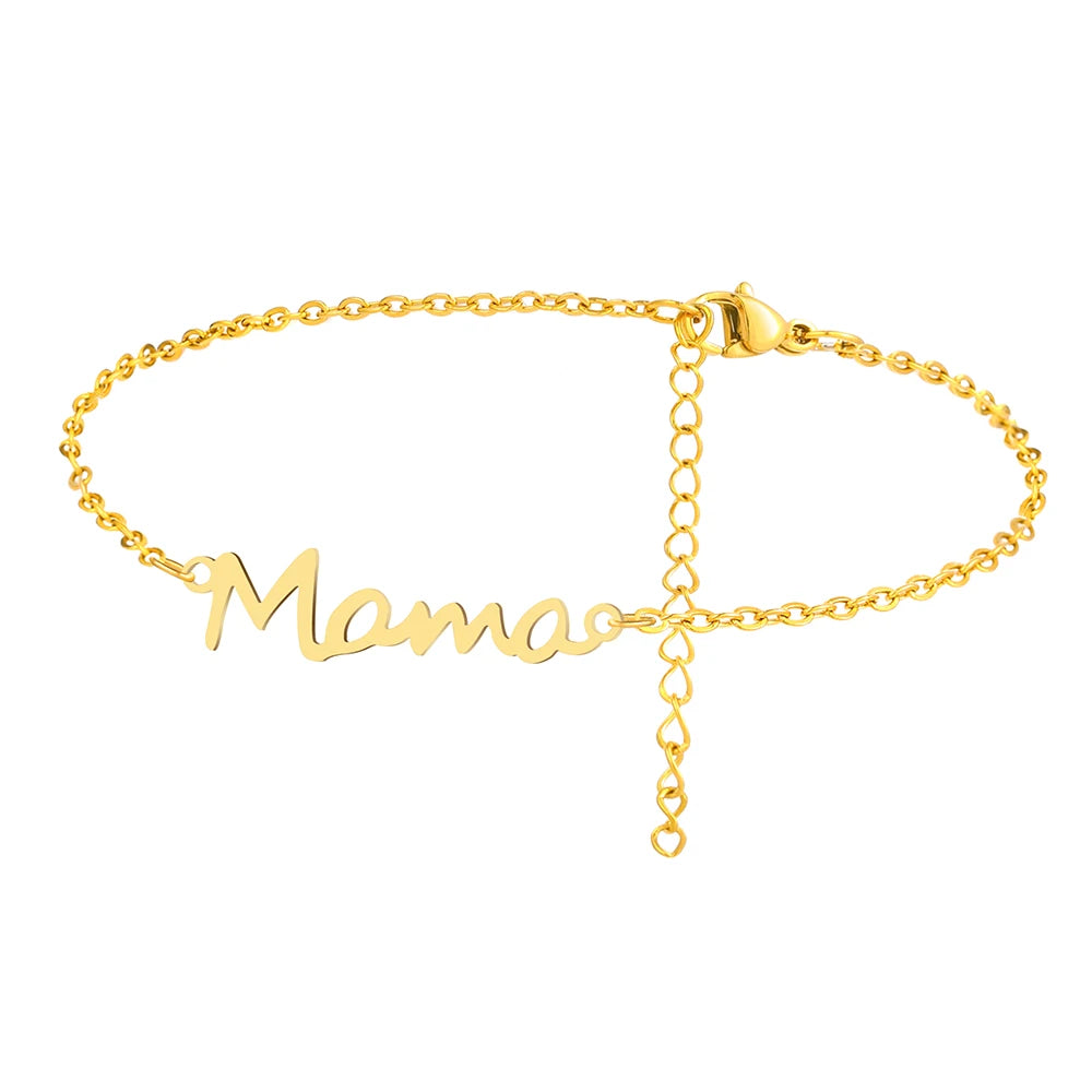 Stainless Steel "Mama" Pendant Bracelet