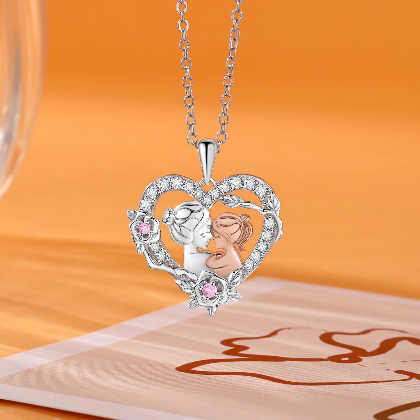 Personalized Mother-Daughter Heart Necklace