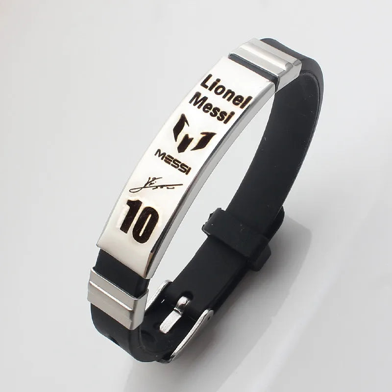 HNSP Football Star Bracelet – Stainless Steel & Silicone Soccer